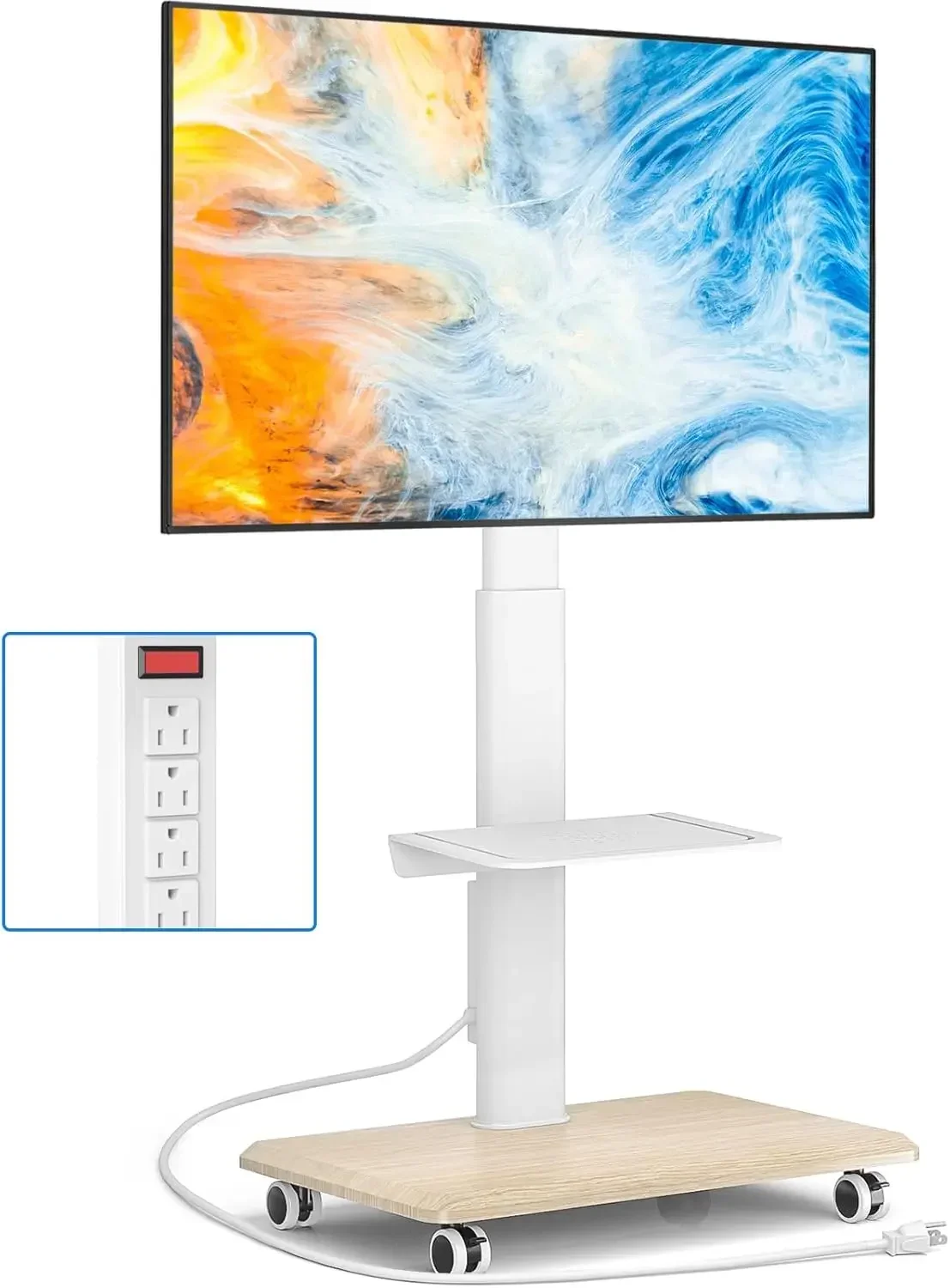 Home Decor On Wheels - Sleek Rolling TV Stand with Power