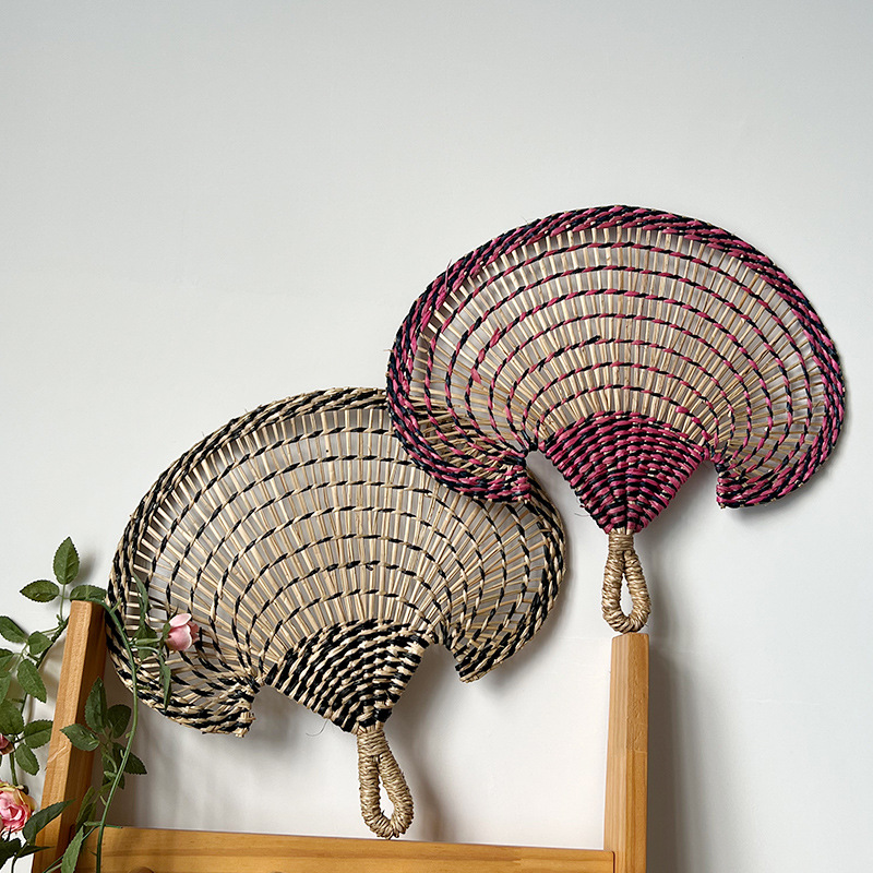 Home Decor Rattan - Large Summer Handheld Fan Seagrass Hand-Woven