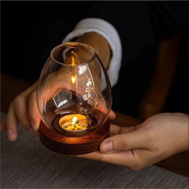 Home Decor Glass - Chinese Style Transparent Glass Candle Holder