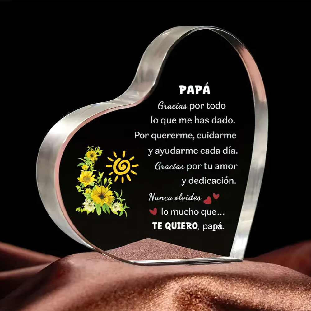 Home Decor Logo - Spanish dad heart-shaped acrylic plaque decoration