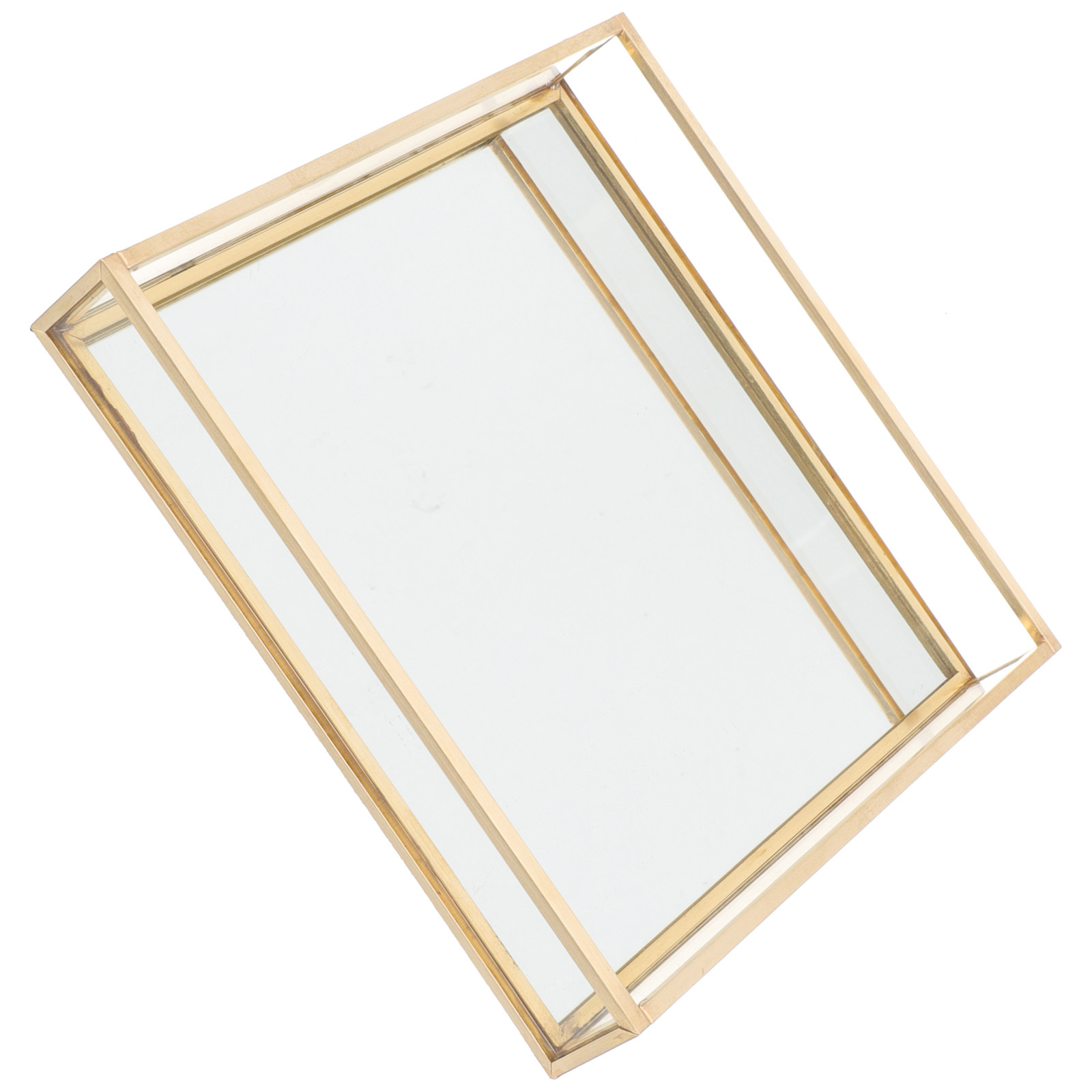 Home Decor Glass - Yellow Brass Frame Decorative Glass Vanity